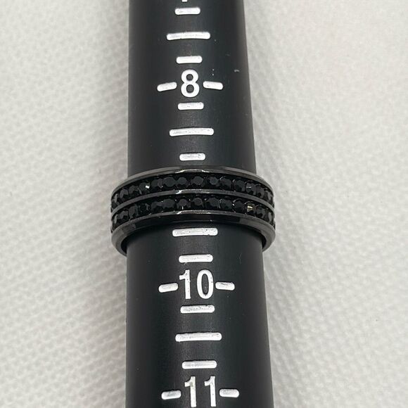 Brand New!!  Size 13 stainless steel black double row zircon stone ring - Picture 4 of 4